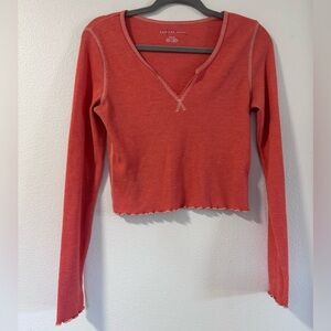 American Eagle Long Sleeve Henley Crop Size Medium